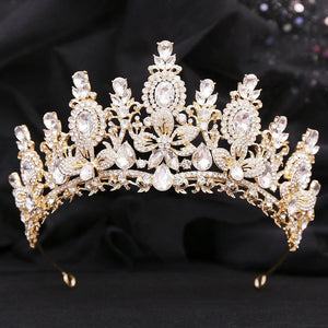 Baroque Luxury Crystal Flowers Bridal Tiaras Royal Queen Floral Crown bc52 - www.eufashionbags.com