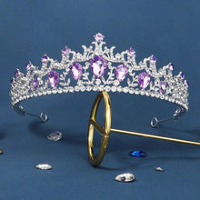 Load image into Gallery viewer, Baroque Luxury Purple Crystal Wedding Tiaras Crown Rhinestone Hair Accessories bc109 - www.eufashionbags.com