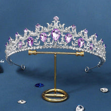Charger l&#39;image dans la galerie, Baroque Luxury Purple Crystal Wedding Tiaras Crown Rhinestone Hair Accessories bc109 - www.eufashionbags.com