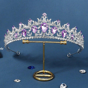 Baroque Luxury Purple Crystal Wedding Tiaras Crown Rhinestone Hair Accessories bc109 - www.eufashionbags.com