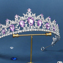 Load image into Gallery viewer, Baroque Luxury Purple Crystal Wedding Tiaras Crown Rhinestone Hair Accessories bc109 - www.eufashionbags.com