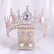 Charger l&#39;image dans la galerie, Baroque Princess Opal Crystal Tiaras Crown With Earrings Queen Tiara Diadem bc133 - www.eufashionbags.com