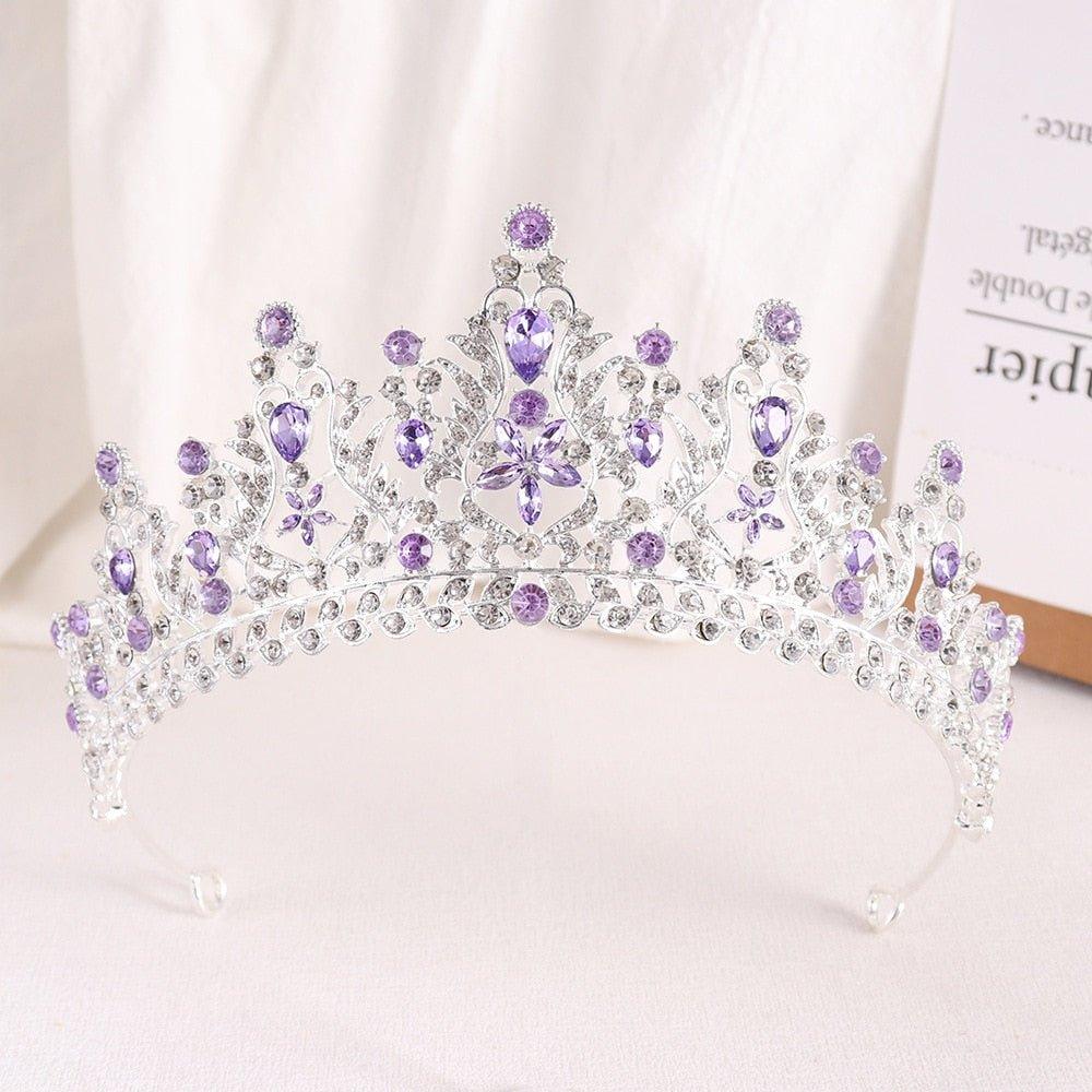 Baroque Wedding Headband Purple Crystal Crowns and Tiaras Hair Jewelry bc55 - www.eufashionbags.com