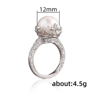 Big Round Imitation Pearl Setting Rings for Women Fashion Jewelry hr54 - www.eufashionbags.com
