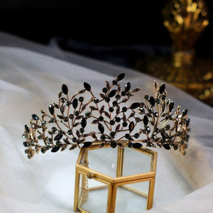 Black Green Crystal Leaf Bridal Crowns Tiaras Rhinestone Headbands Wedding Hair Accessories bc40 - www.eufashionbags.com