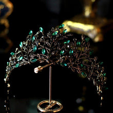 Charger l&#39;image dans la galerie, Black Green Crystal Leaf Bridal Crowns Tiaras Rhinestone Headbands Wedding Hair Accessories bc40 - www.eufashionbags.com
