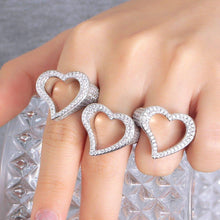 Carica l&#39;immagine nel visualizzatore di Gallery, Bling Hollow Out Heart Cubic Zirconia Micro Pave Rings for Women Hip Hop Jewelry cw25 - www.eufashionbags.com