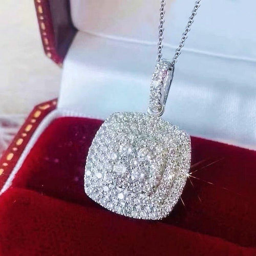 Bling Iced Out Zircon Pendant Necklace for Women Trendy Jewelry - www.eufashionbags.com