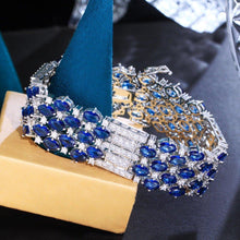 Laden Sie das Bild in den Galerie-Viewer, Blue Cubic Zirconia Crystal Luxury Bracelets for Women Wedding party cw37 - www.eufashionbags.com