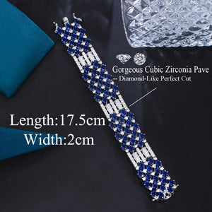 Blue Cubic Zirconia Crystal Luxury Bracelets for Women Wedding party cw37 - www.eufashionbags.com
