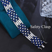 Laden Sie das Bild in den Galerie-Viewer, Blue Cubic Zirconia Crystal Luxury Bracelets for Women Wedding party cw37 - www.eufashionbags.com