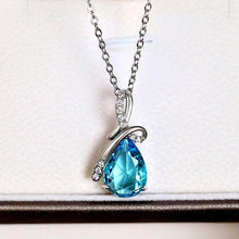Cargar imagen en el visor de la galería, Blue Water Drop Shape Zirconia Necklace Fashion Women Chic Jewelry hn10 - www.eufashionbags.com