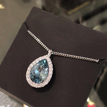 Cargar imagen en el visor de la galería, Bright Blue Zirconia Drop Pendant Necklace Fashion Women Wedding Jewelry hn04 - www.eufashionbags.com