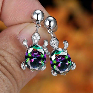 Bright Colorful Zirconia Turtle Earrings Women Chic Fancy Jewelry he15 - www.eufashionbags.com