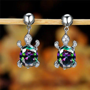 Bright Colorful Zirconia Turtle Earrings Women Chic Fancy Jewelry he15 - www.eufashionbags.com