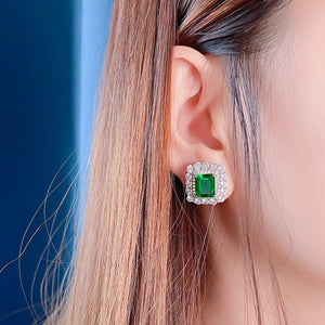 Bright Green Zirconia Stud Earrings for Women he06 - www.eufashionbags.com