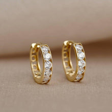 Charger l&#39;image dans la galerie, Bright Zirconia Hoop Earrings Women Daily Accessories Trendy Gold Color Jewelry he34 - www.eufashionbags.com