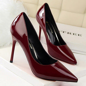 Classic OL High Heels Women Pumps Patent Leather Concise Chaussures Shoes - www.eufashionbags.com