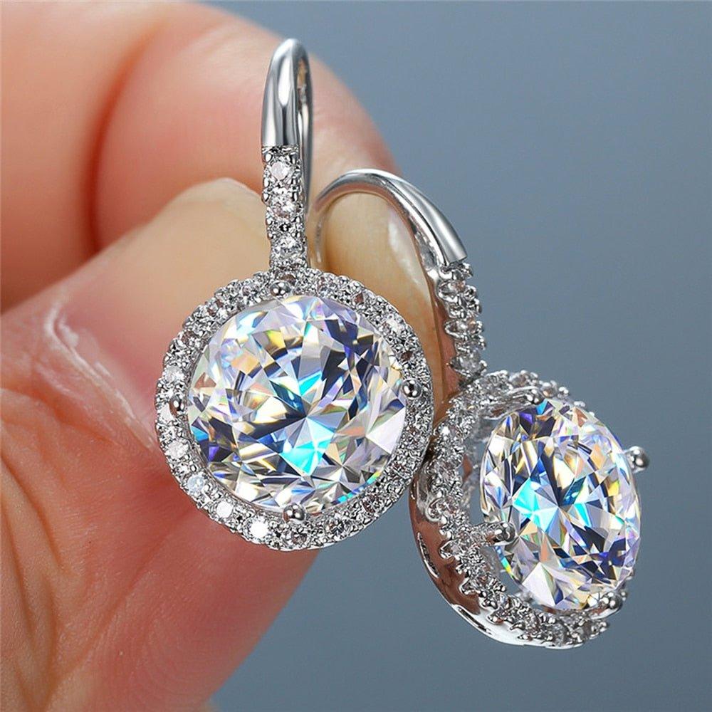 Classic Women Drop Earrings Round Zirconia Dangle Jewelry he212 - www.eufashionbags.com