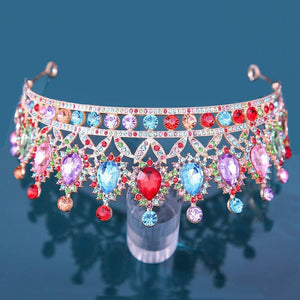 Colorful Crystal Bridal Tiara Crown Jelly Rhinestone Wedding Hair Accessories bc80 - www.eufashionbags.com