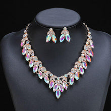Load image into Gallery viewer, Colorful Crystal Water Drop Bridal Jewelry Sets for Women Rhinestone Earrings Necklace Set bj102 - www.eufashionbags.com