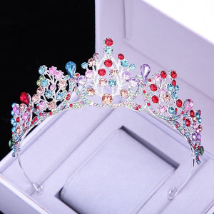 Colorful Crystal Wedding Hair Accessories Tiara Jelly Rhinestones Bridal Crown bc50 - www.eufashionbags.com
