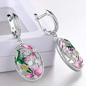Colorful Floral Dangle Earrings for Women Aesthetic Bridal Earrings he179 - www.eufashionbags.com