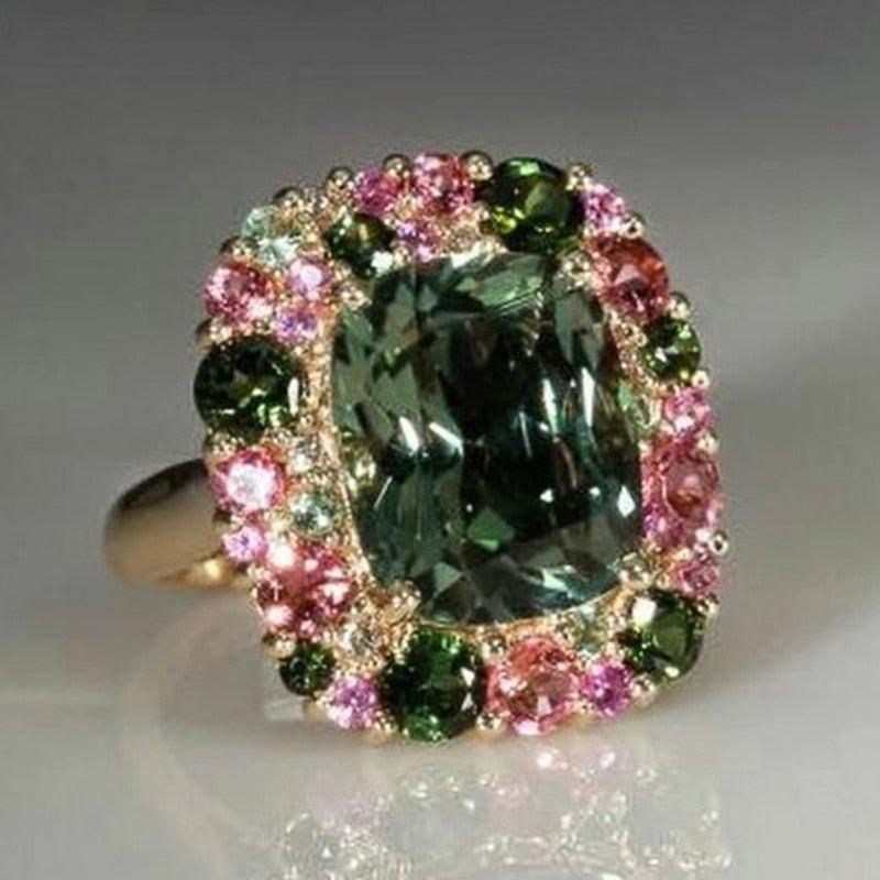 Colorful Green Cubic Zirconia Rings for Women hr159 - www.eufashionbags.com
