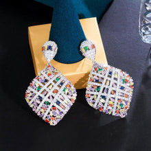 Load image into Gallery viewer, Cross Colorful Cubic Zirconia Pave Luxury Drop Engagement Earrings for Women cw19 - www.eufashionbags.com
