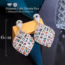Load image into Gallery viewer, Cross Colorful Cubic Zirconia Pave Luxury Drop Engagement Earrings for Women cw19 - www.eufashionbags.com