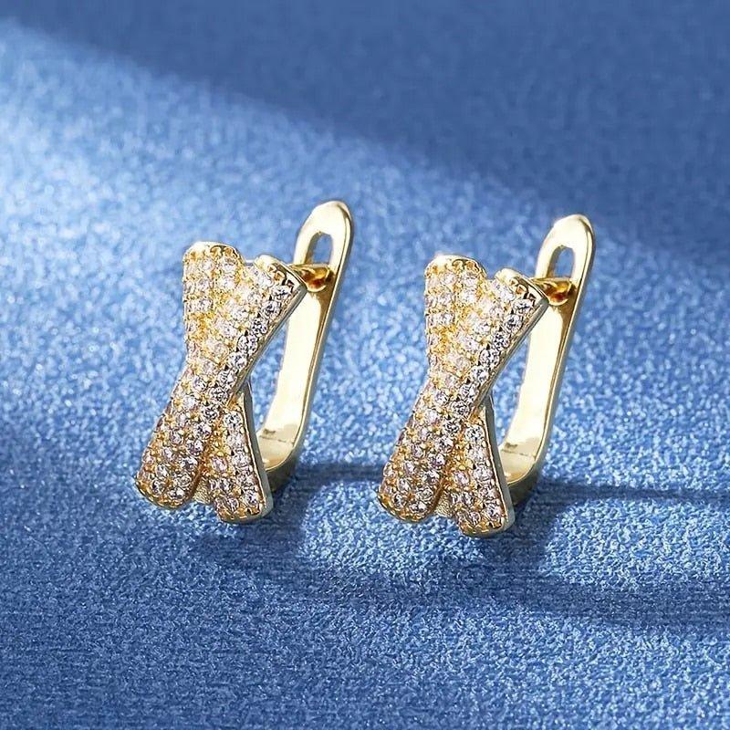 Cross Shaped Zircon Hoop Earrings for Women - www.eufashionbags.com