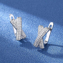 Charger l&#39;image dans la galerie, Cross Shaped Zircon Hoop Earrings for Women - www.eufashionbags.com