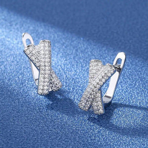 Cross Shaped Zircon Hoop Earrings for Women - www.eufashionbags.com