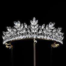 Charger l&#39;image dans la galerie, Crystal Leaf Wedding Crown Royal Queen Tiaras Headband Rhinestone Hair Jewelry bc129 - www.eufashionbags.com