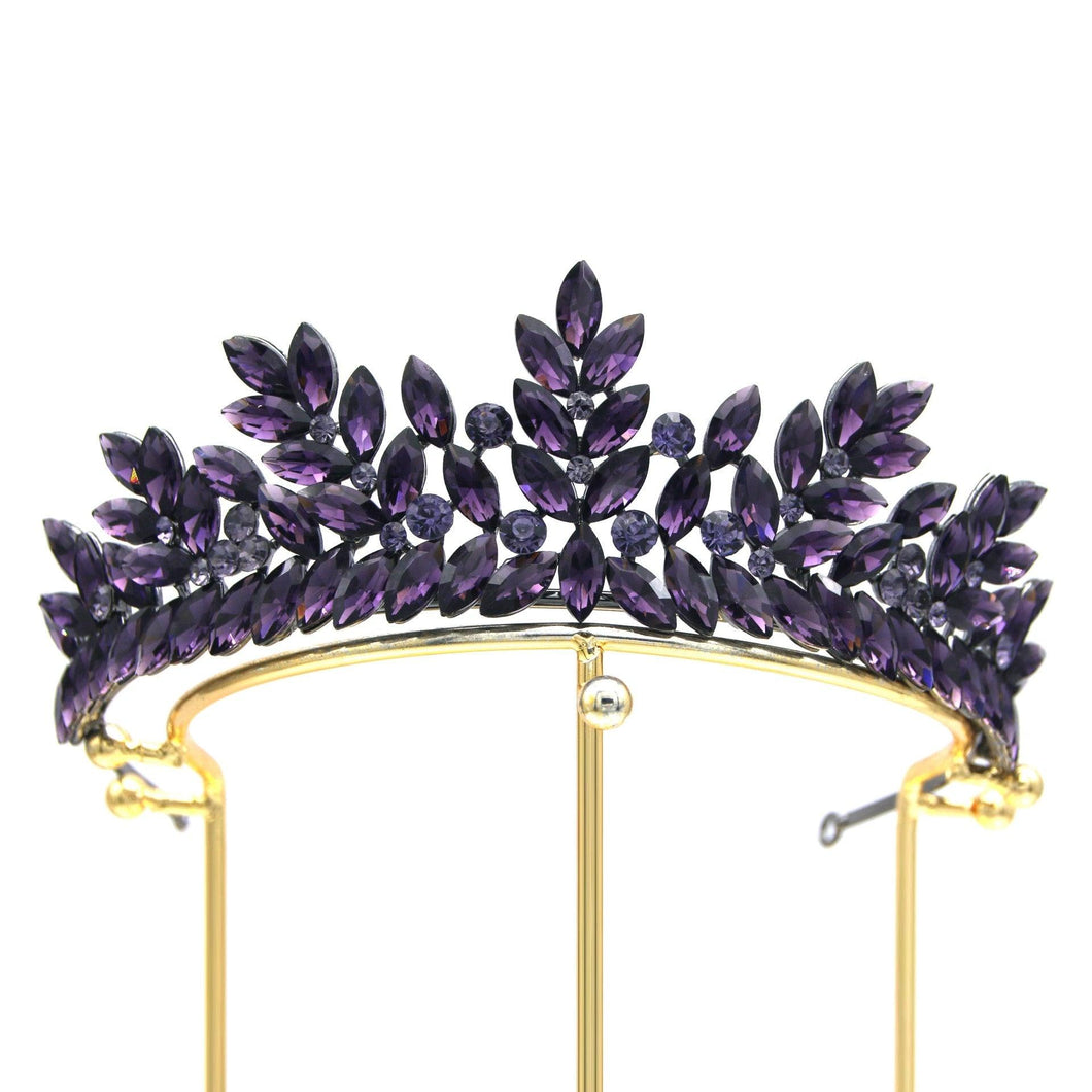 Crystal Leaf Wedding Crown Royal Queen Tiaras Headband Rhinestone Hair Jewelry bc129 - www.eufashionbags.com