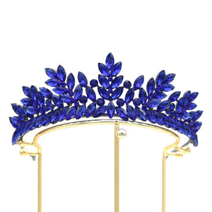 Crystal Leaf Wedding Crown Royal Queen Tiaras Headband Rhinestone Hair Jewelry bc129 - www.eufashionbags.com