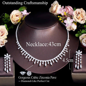 Cubic Zirconia Bridal Choker Necklace Jewelry Sets for Women cw54 - www.eufashionbags.com