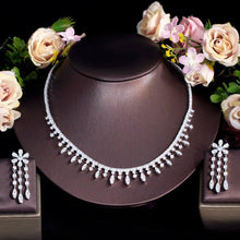 Charger l&#39;image dans la galerie, Cubic Zirconia Bridal Choker Necklace Jewelry Sets for Women cw54 - www.eufashionbags.com