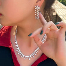 Charger l&#39;image dans la galerie, Cubic Zirconia Bridal Choker Necklace Jewelry Sets for Women cw54 - www.eufashionbags.com