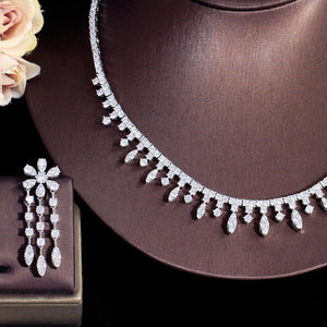 Cubic Zirconia Bridal Choker Necklace Jewelry Sets for Women cw54 - www.eufashionbags.com