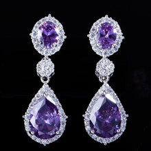 Charger l&#39;image dans la galerie, CZ Crystal Bridal Long Teardrop Earrings Jewelry for Women ce31 - www.eufashionbags.com