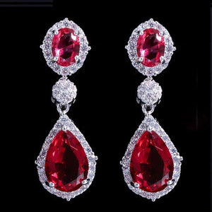 CZ Crystal Bridal Long Teardrop Earrings Jewelry for Women ce31 - www.eufashionbags.com