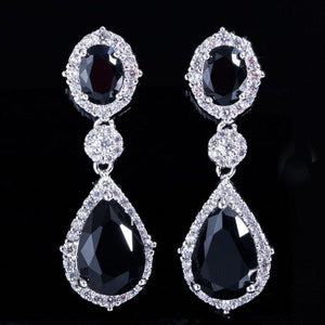 CZ Crystal Bridal Long Teardrop Earrings Jewelry for Women ce31 - www.eufashionbags.com