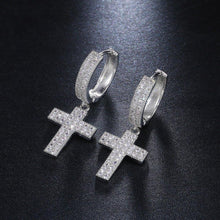 Carica l&#39;immagine nel visualizzatore di Gallery, Dazzling Zirconia Cross Drop Earrings for Women/Men Hip hop Jewelry - www.eufashionbags.com