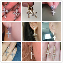 Load image into Gallery viewer, Dazzling Zirconia Cross Drop Earrings for Women/Men Hip hop Jewelry - www.eufashionbags.com