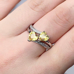 Double Heart-Shaped Cubic Zircons Wedding Ring For Women he103 - www.eufashionbags.com
