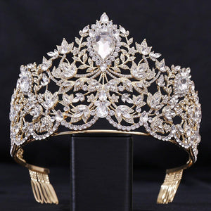European Luxury Crystal Wedding Crown Large Rhinestone Queen Tiara Hair Jewelry dc21 - www.eufashionbags.com