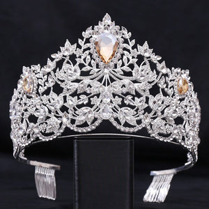 European Luxury Crystal Wedding Crown Large Rhinestone Queen Tiara Hair Jewelry dc21 - eufashionbags.com