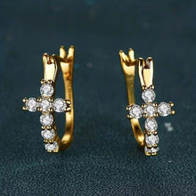 Load image into Gallery viewer, Fashion Bright Zirconia Cross Hoop Earrings Women Daily wear Jwelry Gift hr41 - www.eufashionbags.com