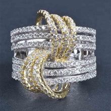 Charger l&#39;image dans la galerie, Fashion Bright Zirconia Finger Ring Women Two-tone Party Jewelry hr41 - www.eufashionbags.com